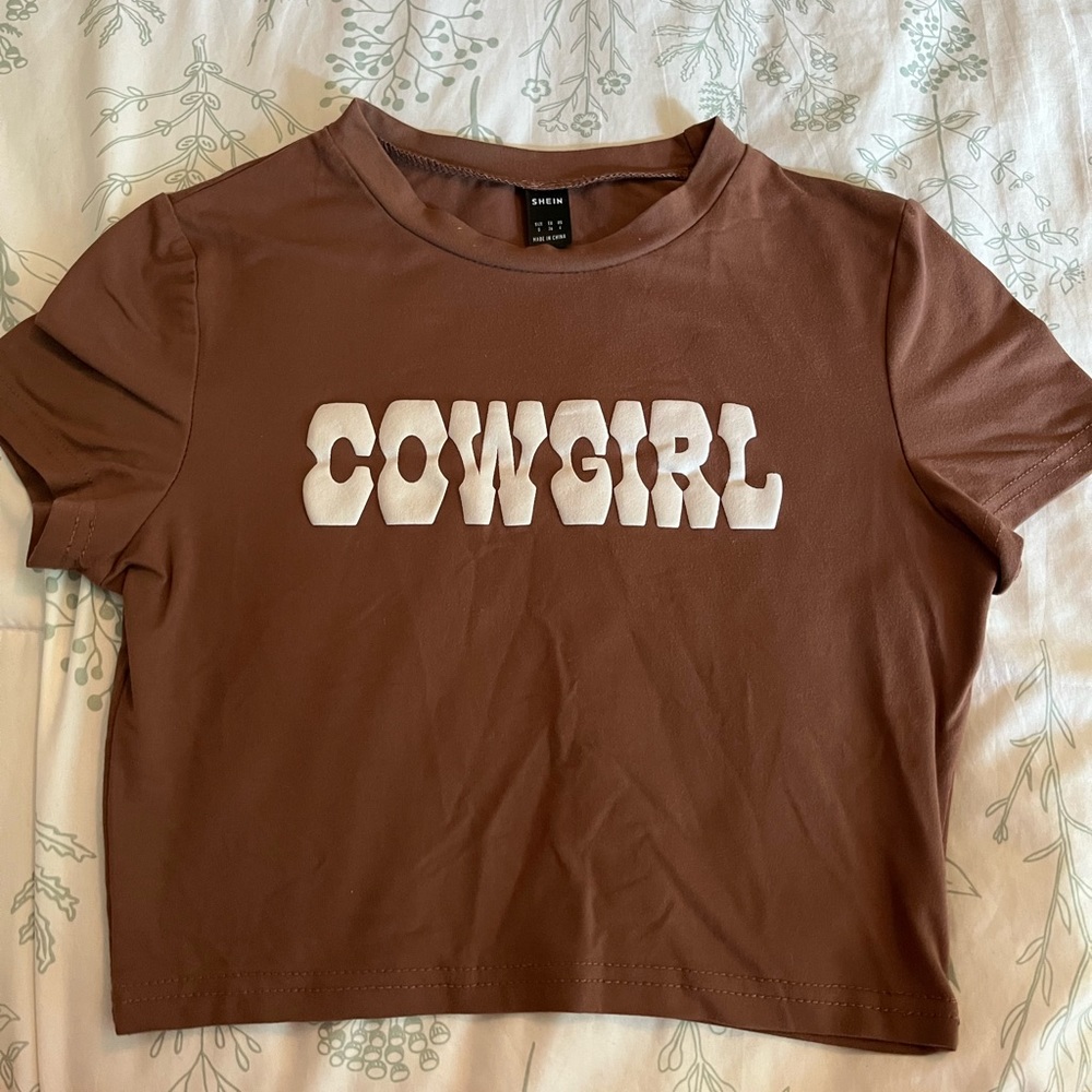SHEIN “Cowgirl” cropped tee (size XS)